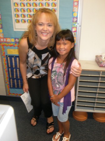 Kasen and her second grade teacher